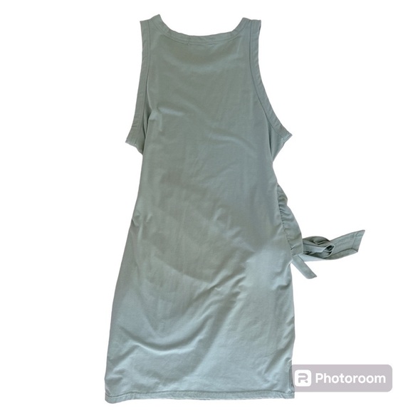 Miss Sparkling ruched tie front bodycon sage green dress-size Large - Picture 4 of 4